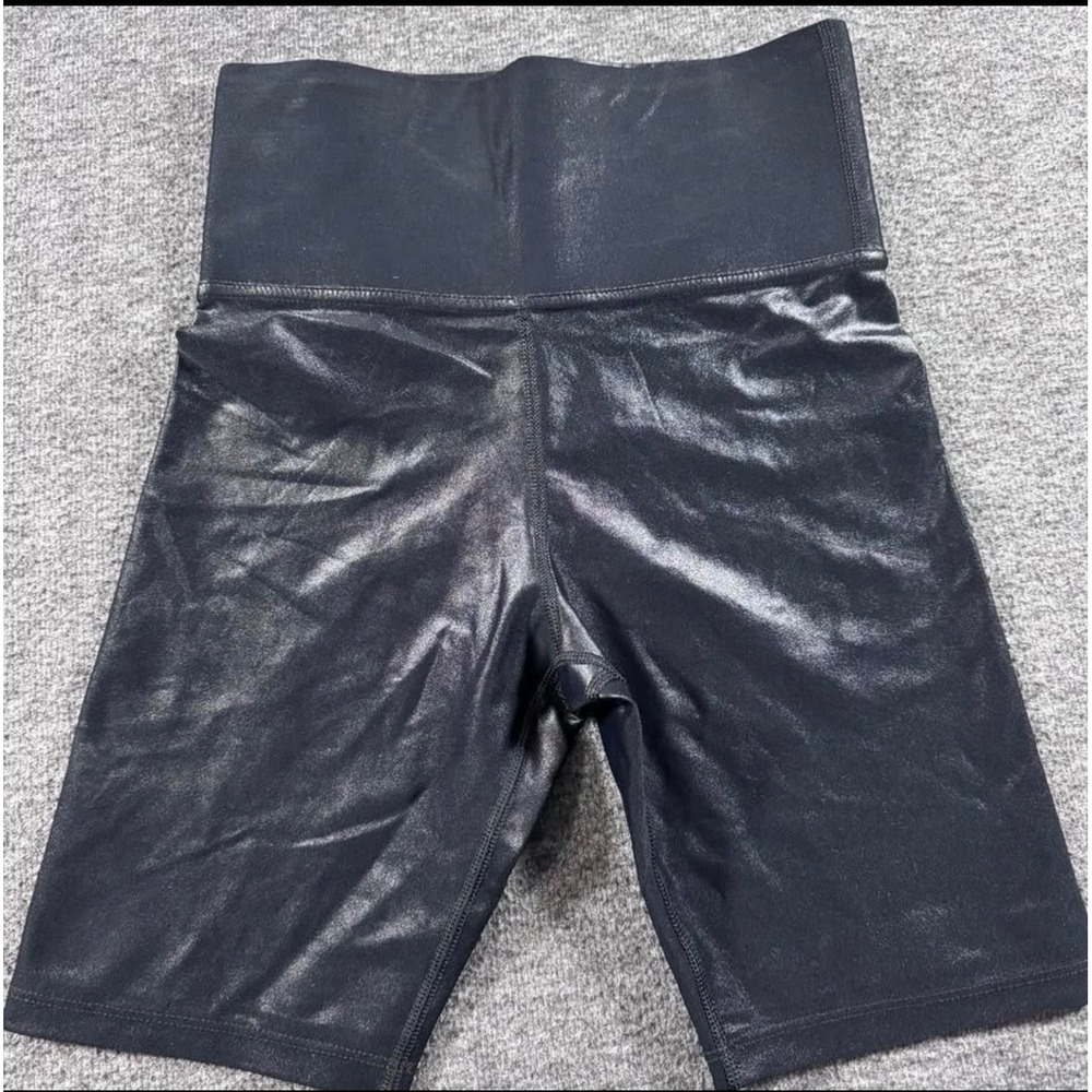 Carbon38 Takara Shine High Rise Biker Shorts Black XS Metallic Liquid Athletic